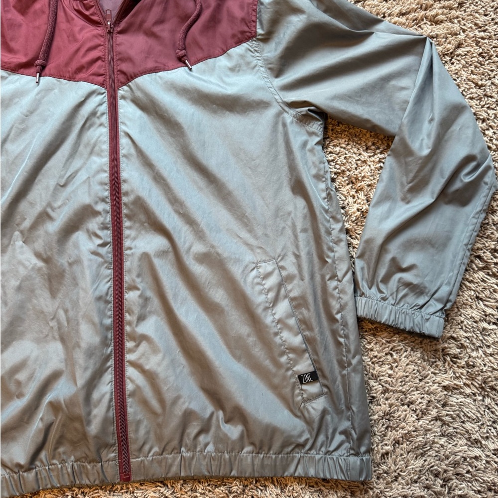 Zine Clothing Maroon and Gray Windbreaker - Picture 2 of 5